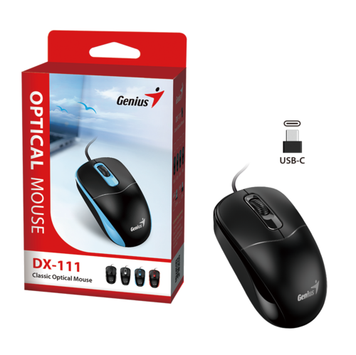עכבר חוטי Genius DX-111 USB ‏1200DPI שחור