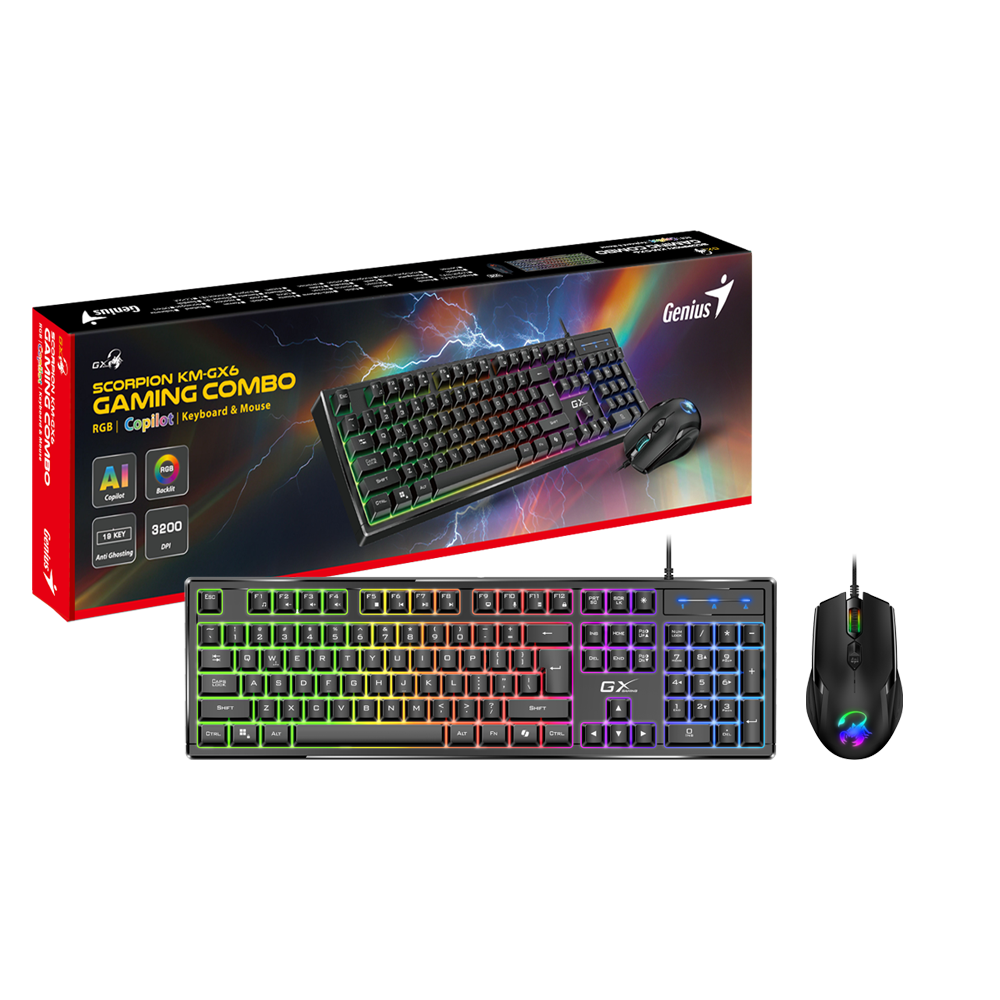 סט מקלדת ועכבר גיימינג Genius Scorpion KM-GX6 RGB