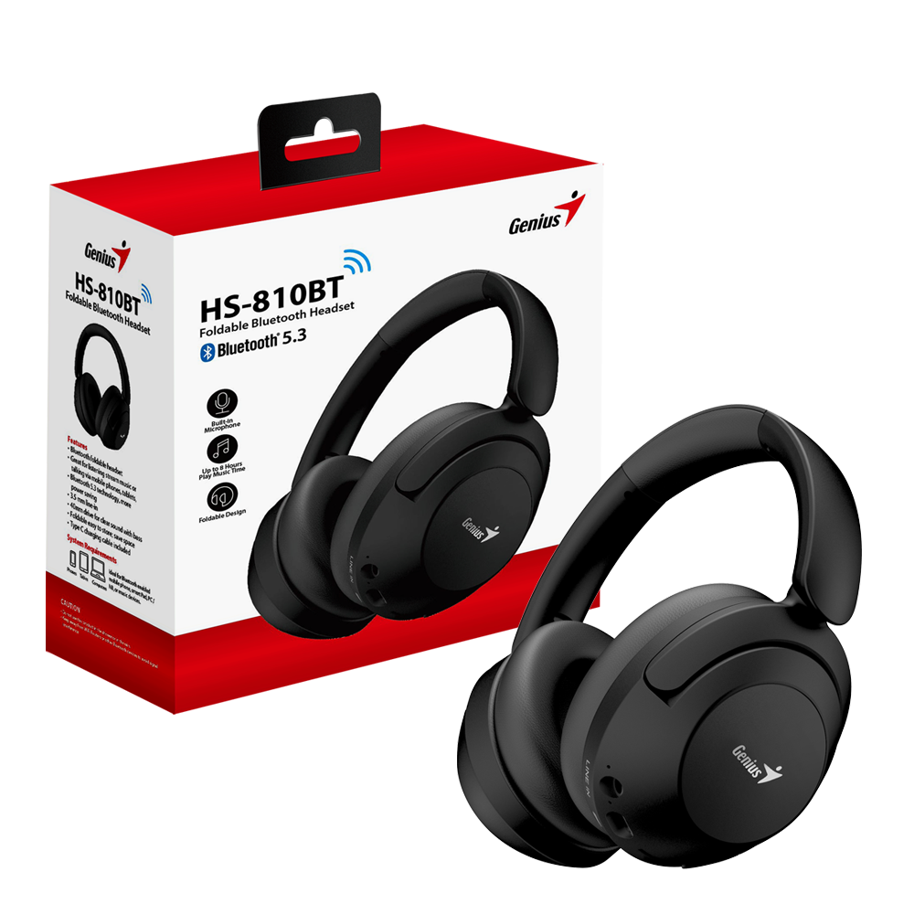 אוזניות Bluetooth 5.4 Genius HS-820BT עם מיקרופון