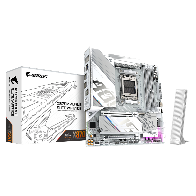 לוח אם Gigabyte X870M A ELITE WF7 ICE ATX AM5 DDR5 X3D PCIE5.0
