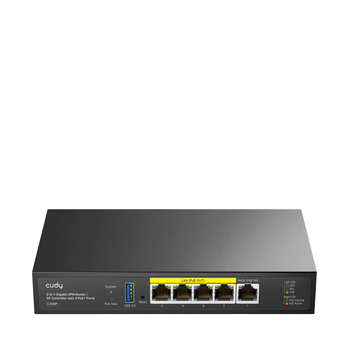 נתב לעסקים ובקר נקודות גישה Cudy C200P עם 4 יציאות Gigabit PoE+