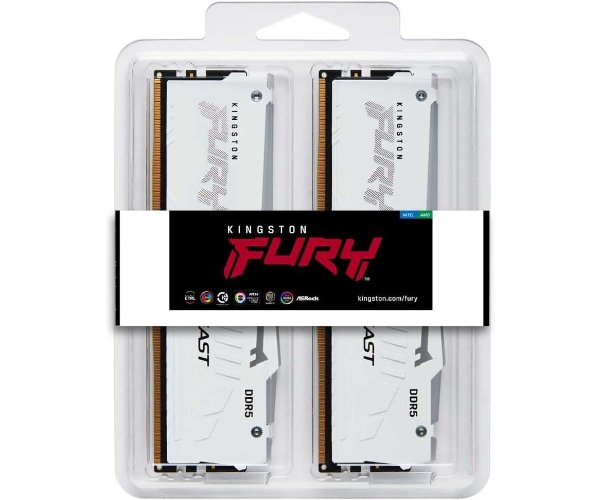 ז.לבן לנייח DDR5 32GB 2x16GB 6400Mhz C32 Kingston Fury Beast RGB