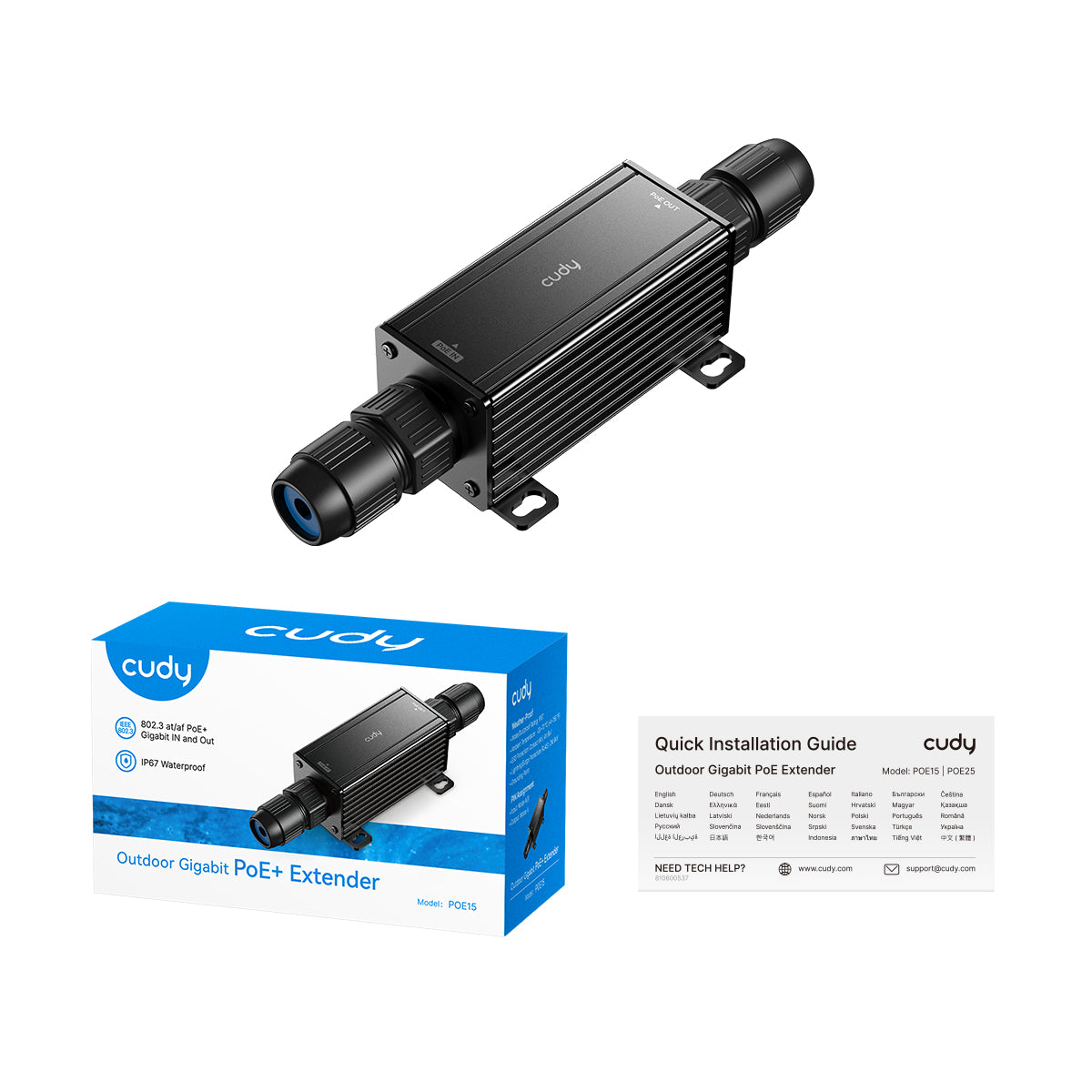 מאריך PoE+ חיצוני Cudy POE15 ‏Gigabit ‏30W