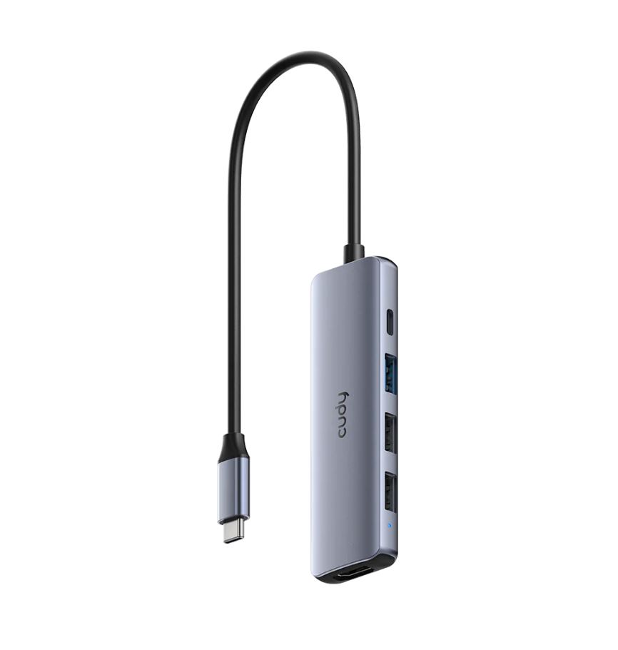 רכזת Cudy UH405 ‏USB-C ‏5-in-1 עם HDMI 4K ו-PD ‏100W